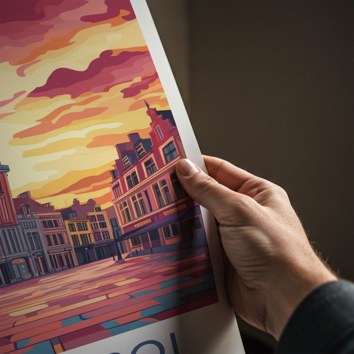 Charleroi Poster - Belgium Travel Art - Vibrant City Sunset Home Decor