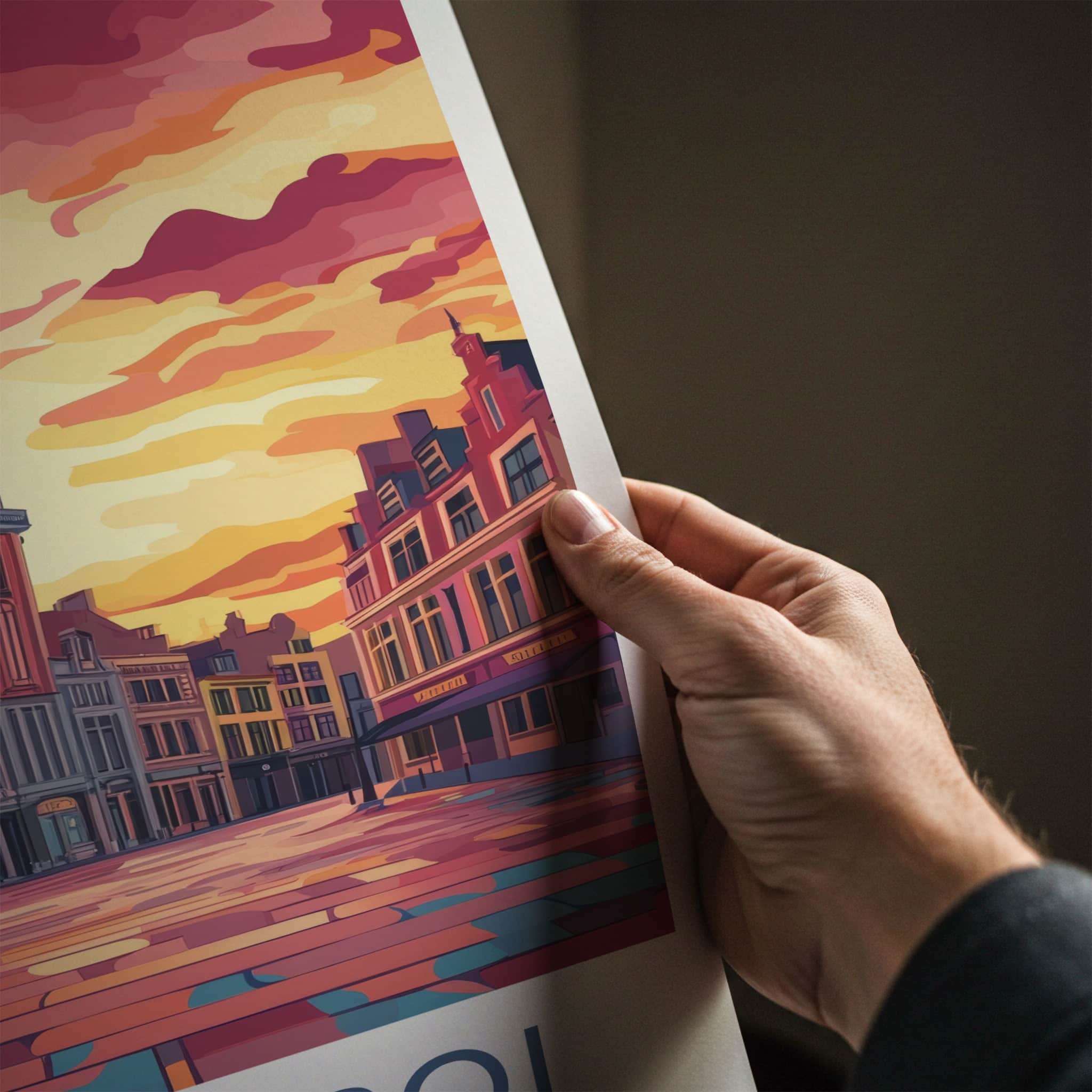 Charleroi Poster - Belgium Travel Art - Vibrant City Sunset Home Decor