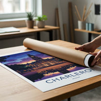 Charleroi Poster - Belgium Wall Art - Dusk Building Reflection Home Decor
