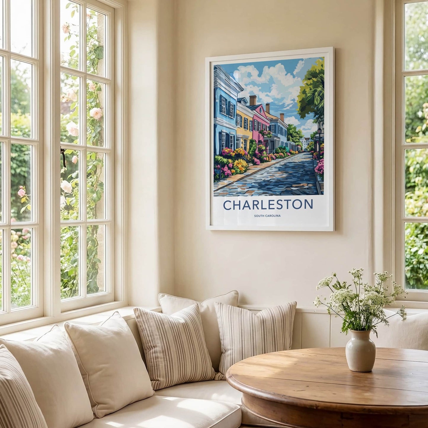 Charleston Poster - South Carolina Art Print - Historic Lane Flowers Home Decor