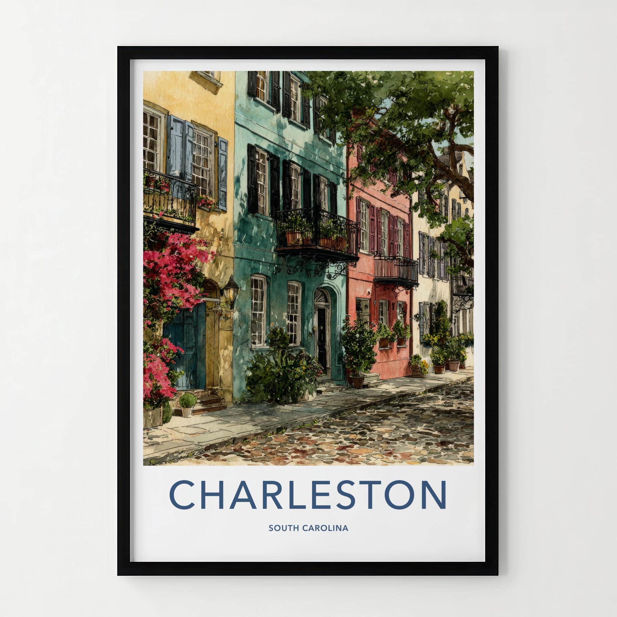 Charleston Poster - South Carolina Scenic Art - Colorful Street Scene Wall Decor