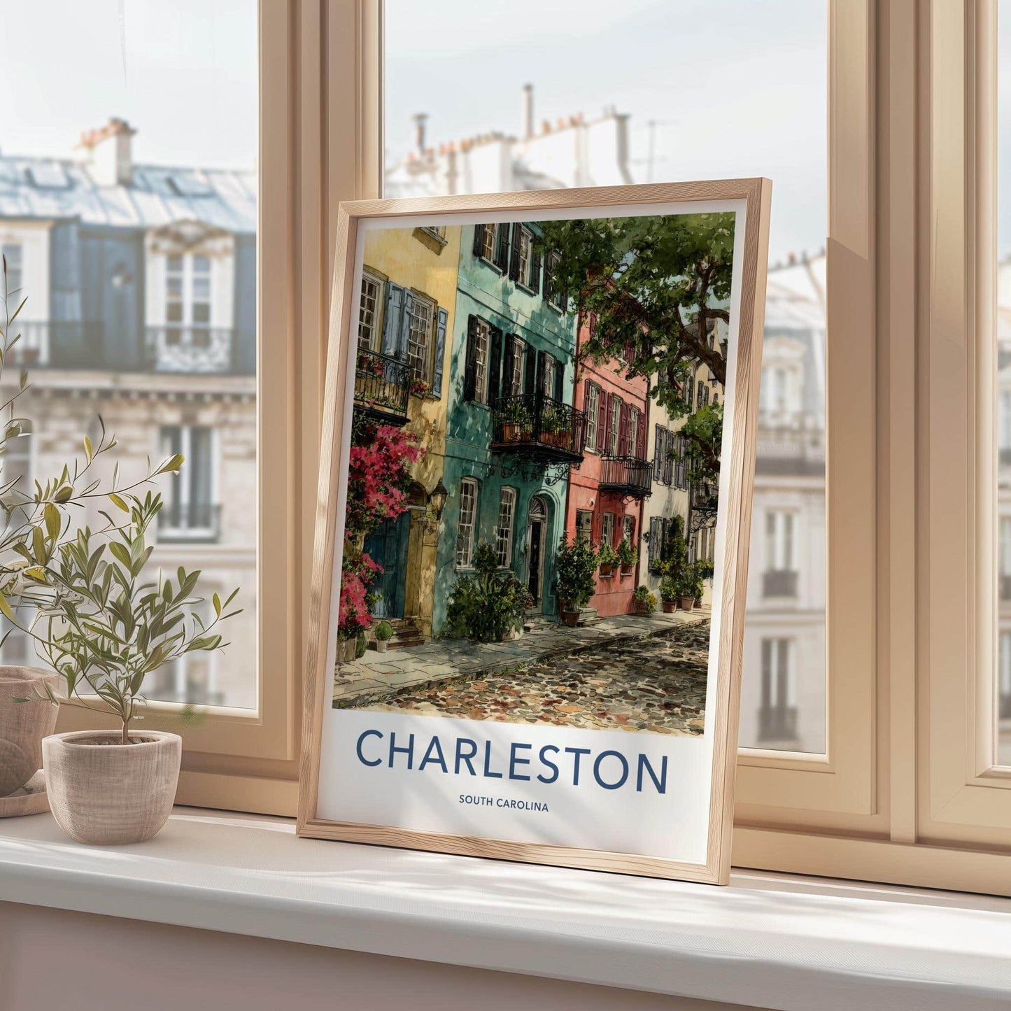 Charleston Poster - South Carolina Scenic Art - Colorful Street Scene Wall Decor