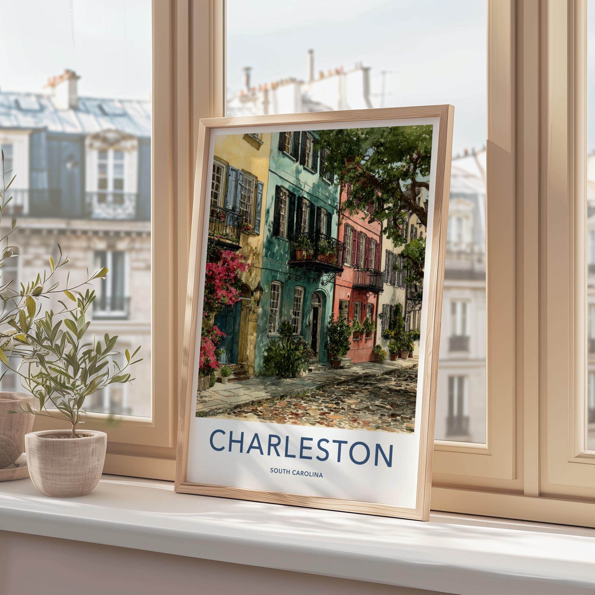 Charleston Poster - South Carolina Scenic Art - Colorful Street Scene Wall Decor