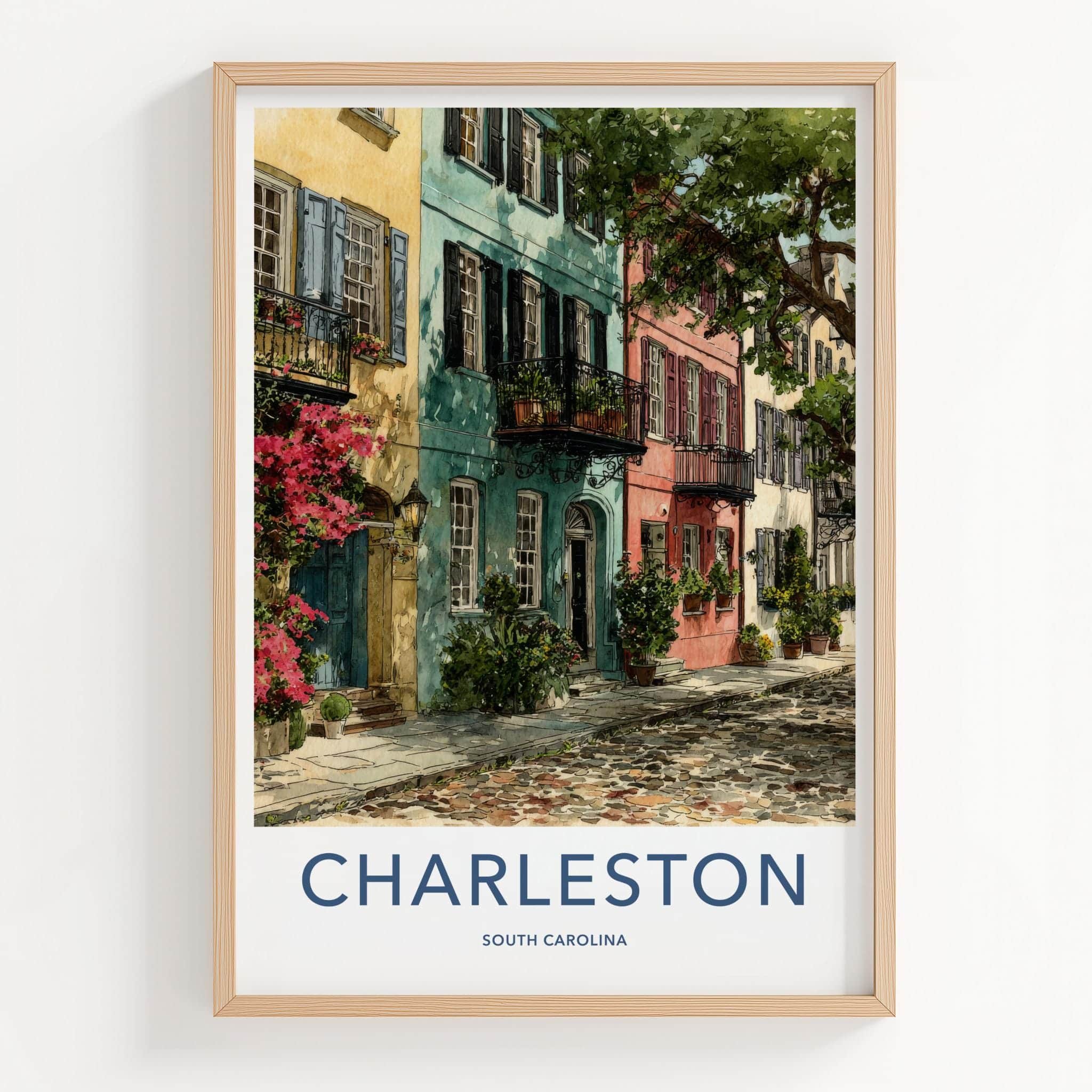 Charleston Poster - South Carolina Scenic Art - Colorful Street Scene Wall Decor