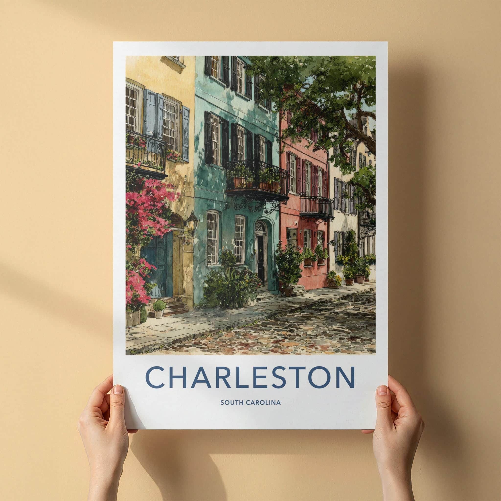Charleston Poster - South Carolina Scenic Art - Colorful Street Scene Wall Decor