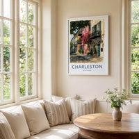 Charleston Poster - South Carolina Travel Art - Colorful Street Scene Wall Decor