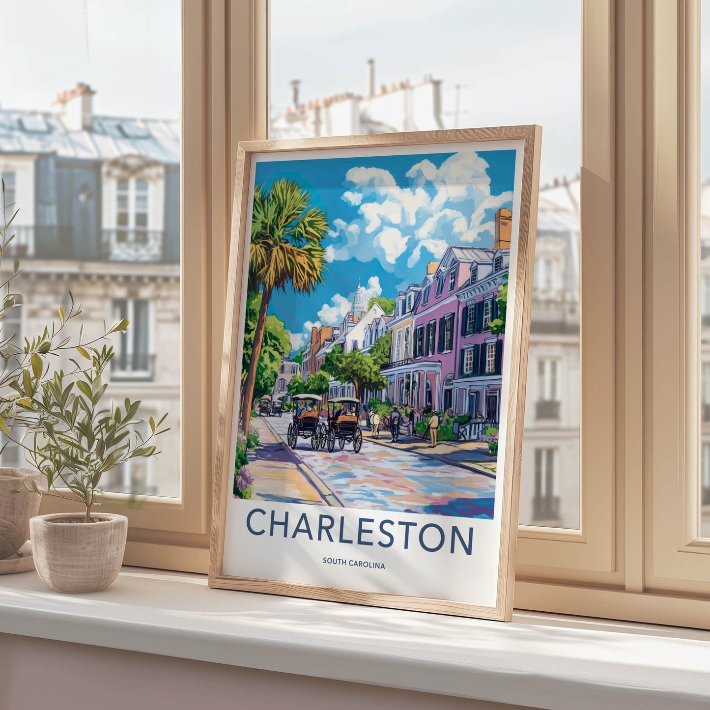 Charleston Poster - South Carolina Travel Art - Historic City Street Wall Decor