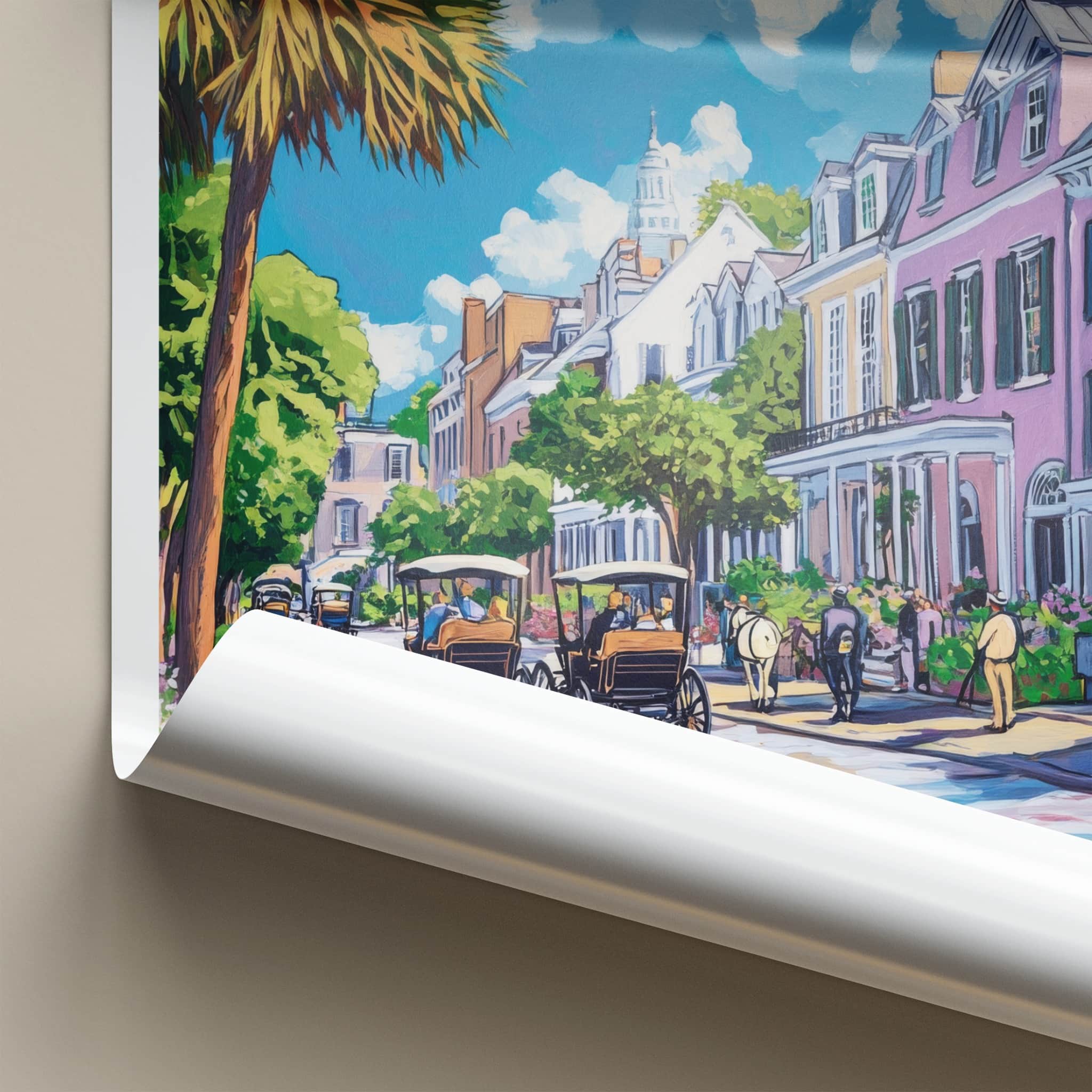 Charleston Poster - South Carolina Travel Art - Historic City Street Wall Decor