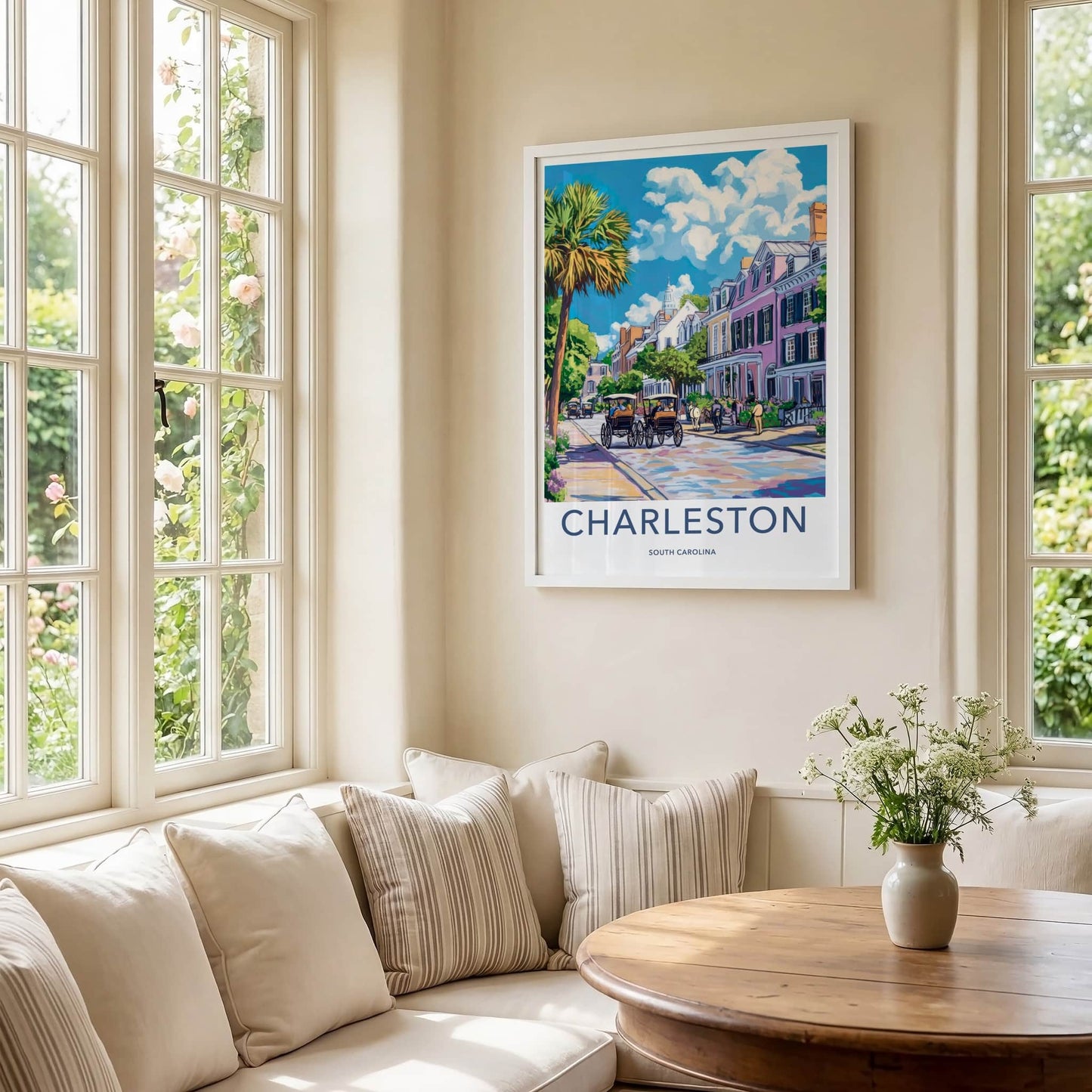 Charleston Poster - South Carolina Travel Art - Historic City Street Wall Decor