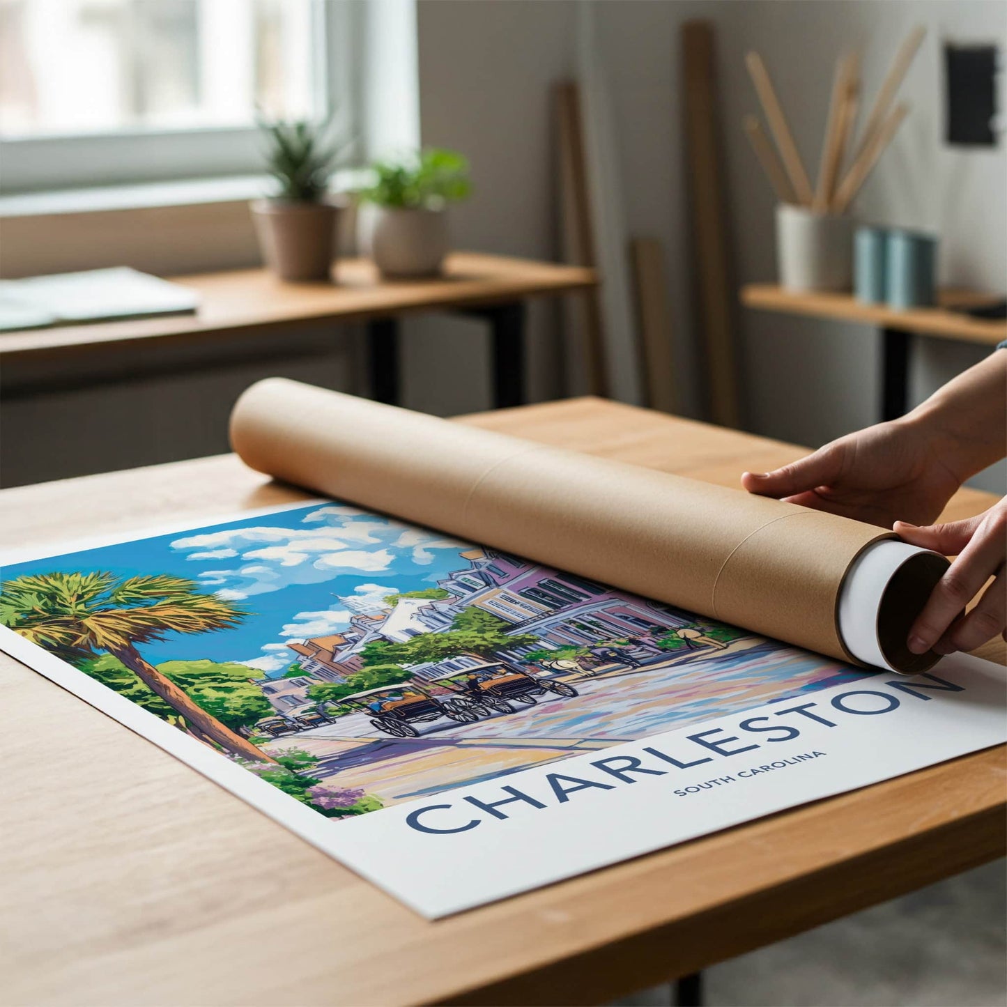 Charleston Poster - South Carolina Travel Art - Historic City Street Wall Decor