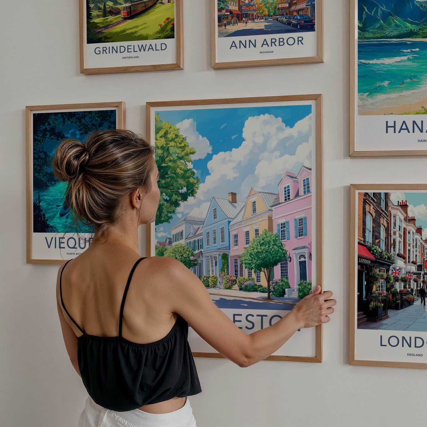 Charleston Poster - South Carolina Travel Art - Historic Rainbow Row Home Decor