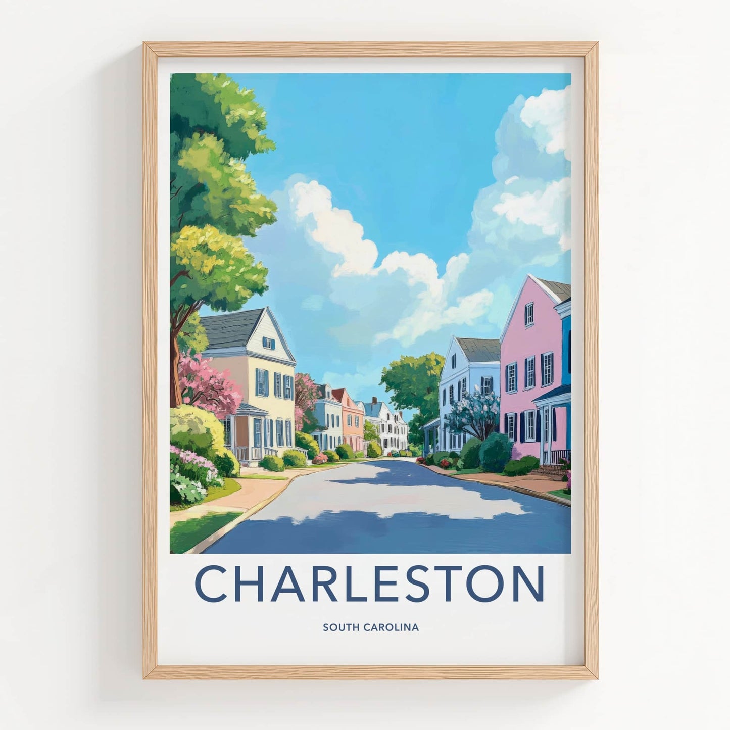 Charleston Poster - South Carolina Travel Print - Vibrant Street Scene Home Decor