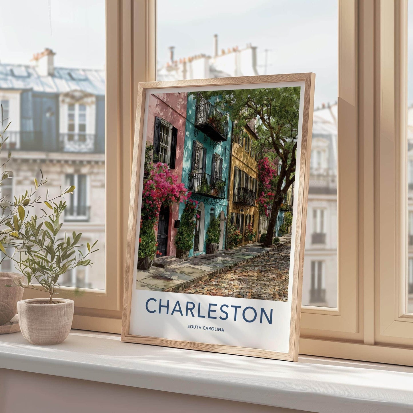 Charleston Poster - South Carolina Wall Art - colourful street Home Decor