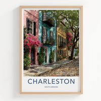 Charleston Poster - South Carolina Wall Art - colourful street Home Decor
