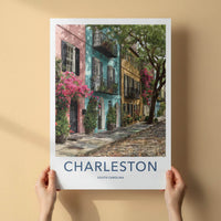 Charleston Poster - South Carolina Wall Art - colourful street Home Decor