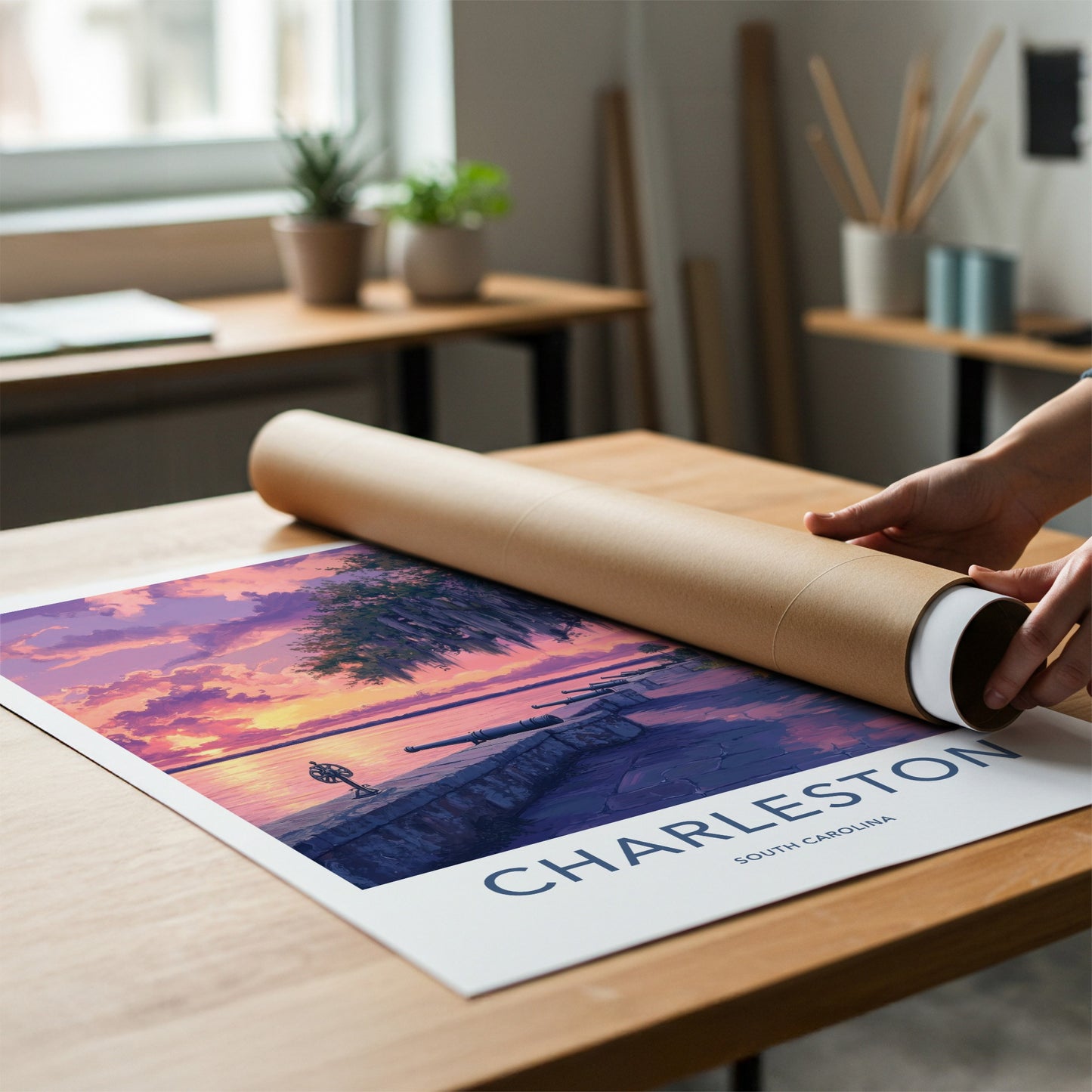 Charleston Poster - South Carolina Wall Art - Historic Waterfront Sunset Home Decor