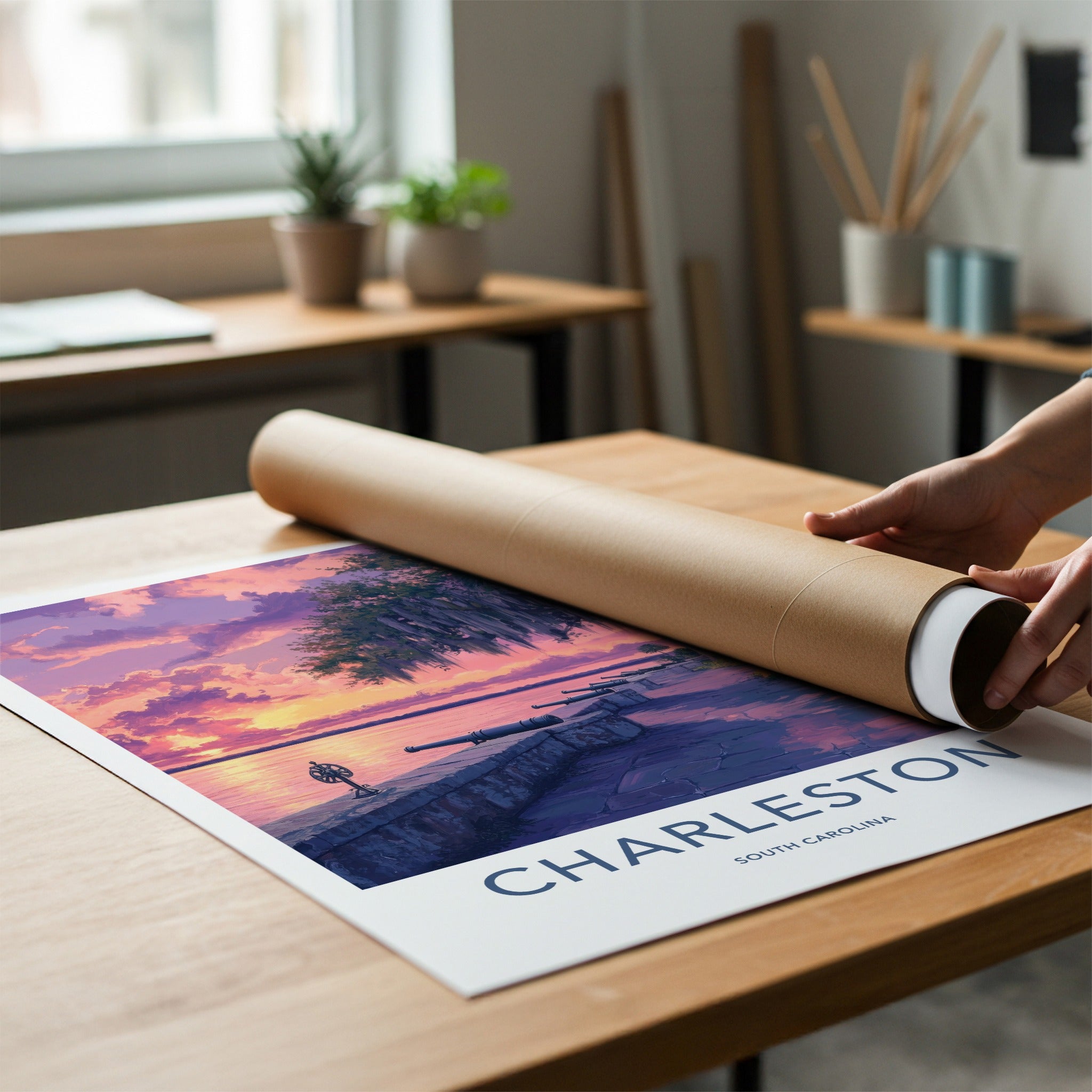 Charleston Poster - South Carolina Wall Art - Historic Waterfront Sunset Home Decor