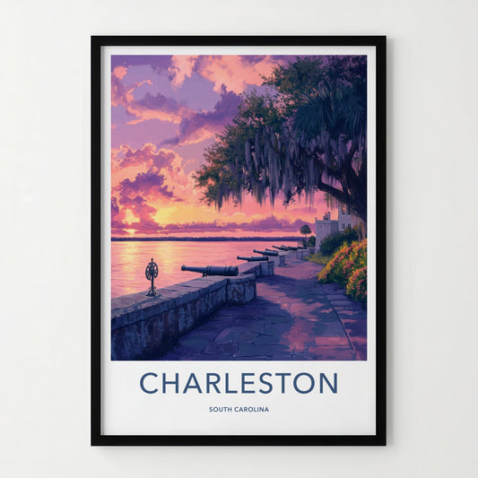 Charleston Poster - South Carolina Wall Art - Historic Waterfront Sunset Home Decor
