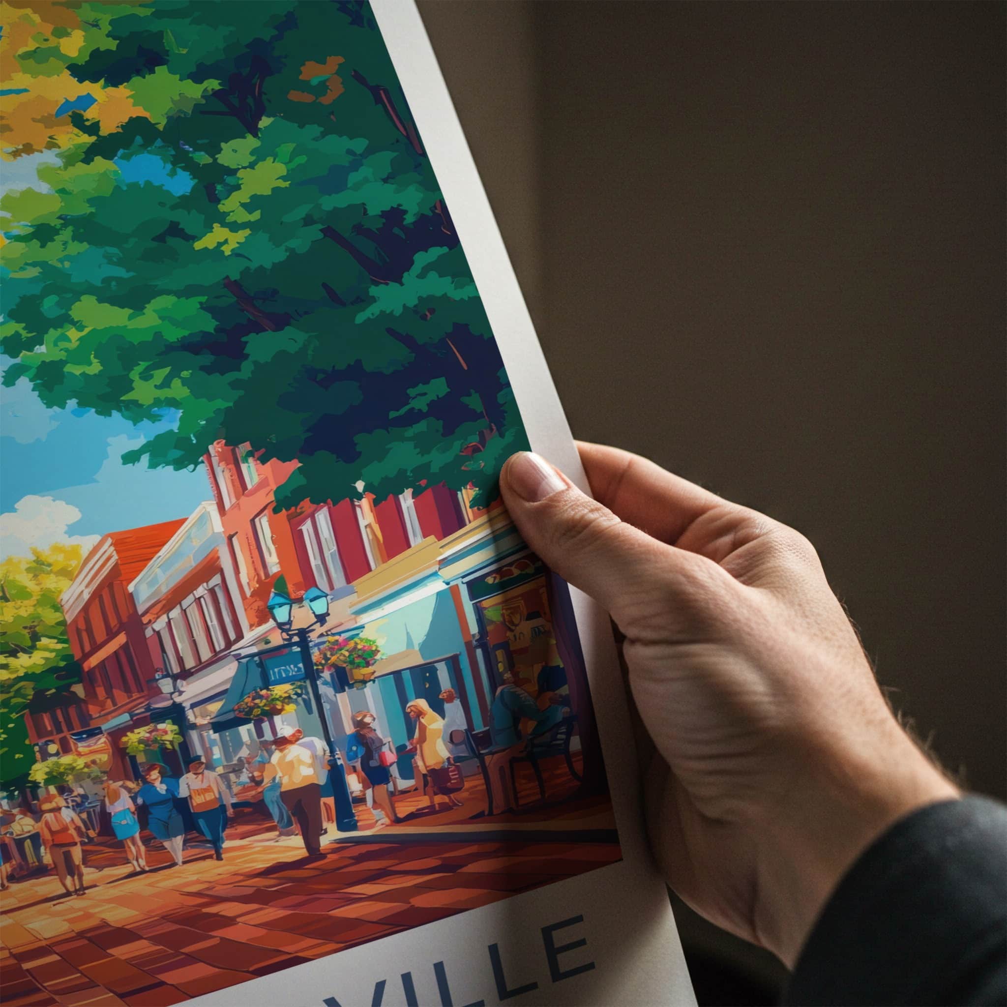 Charlottesville Poster - Virginia Wall Art - Sunny Downtown Street Home Decor