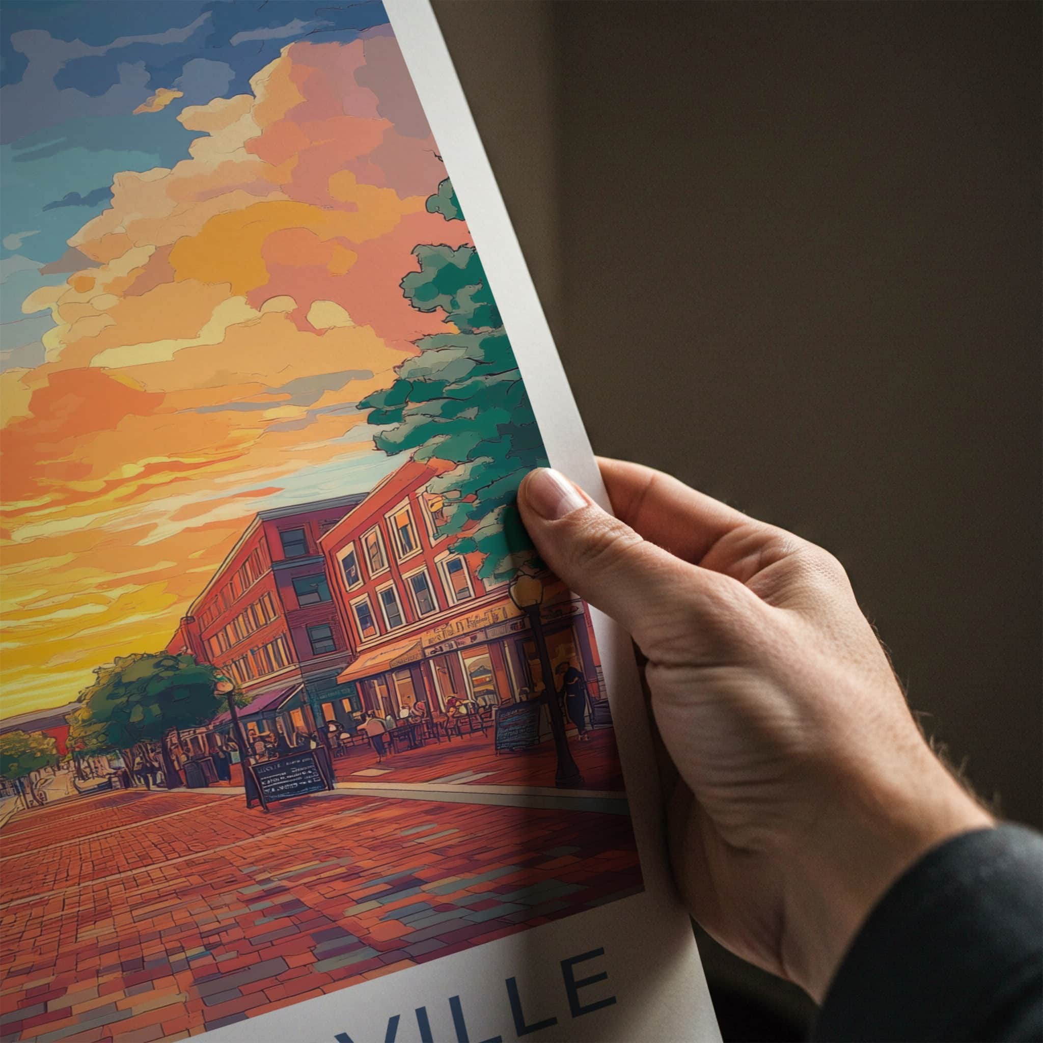 Charlottesville Poster - Virginia Wall Art - Vibrant Street Sunset Home Decor