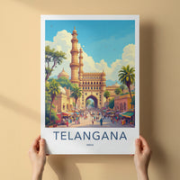 Charminar Poster - India Art Print - Telangana Charminar Market Wall Decor
