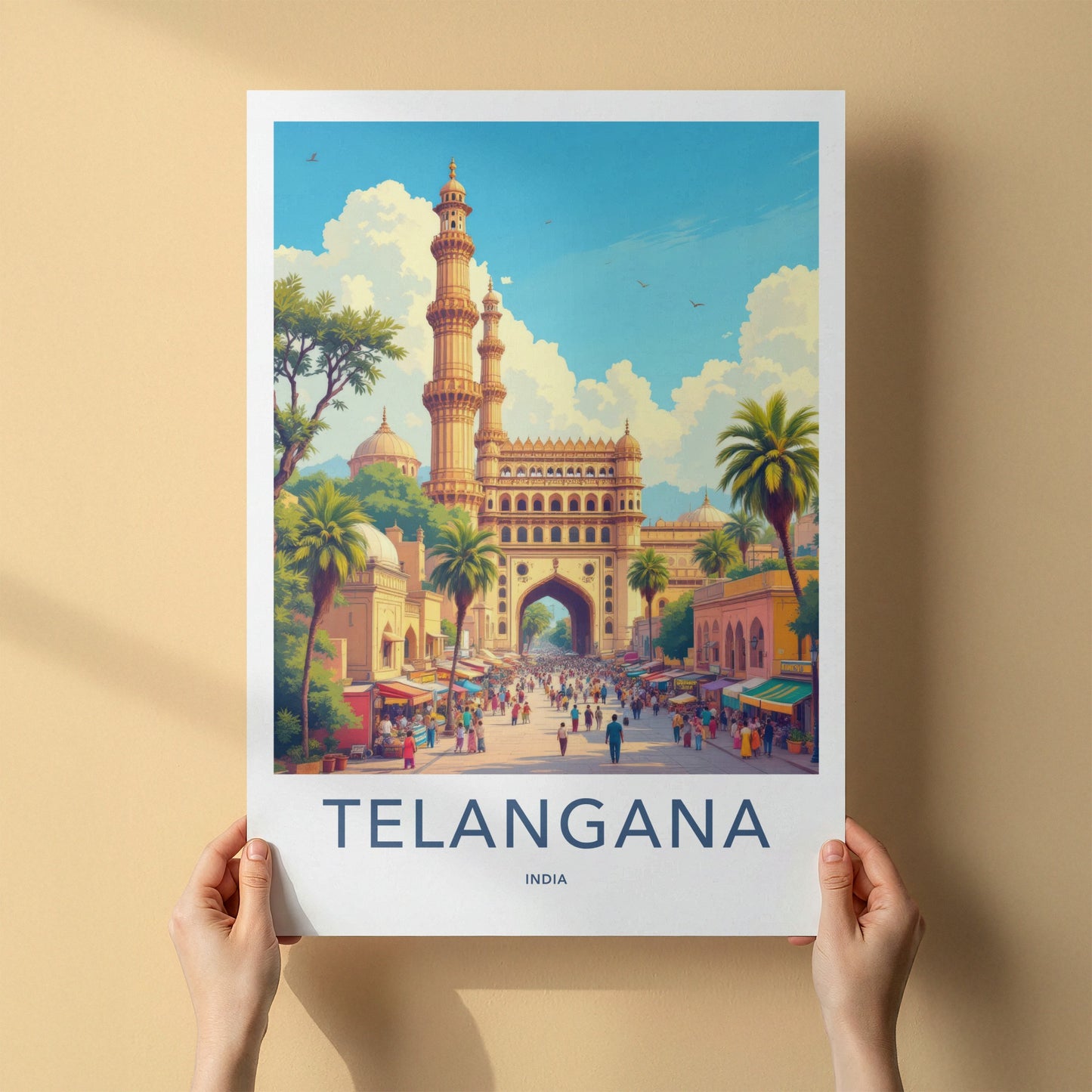 Charminar Poster - India Art Print - Telangana Charminar Market Wall Decor