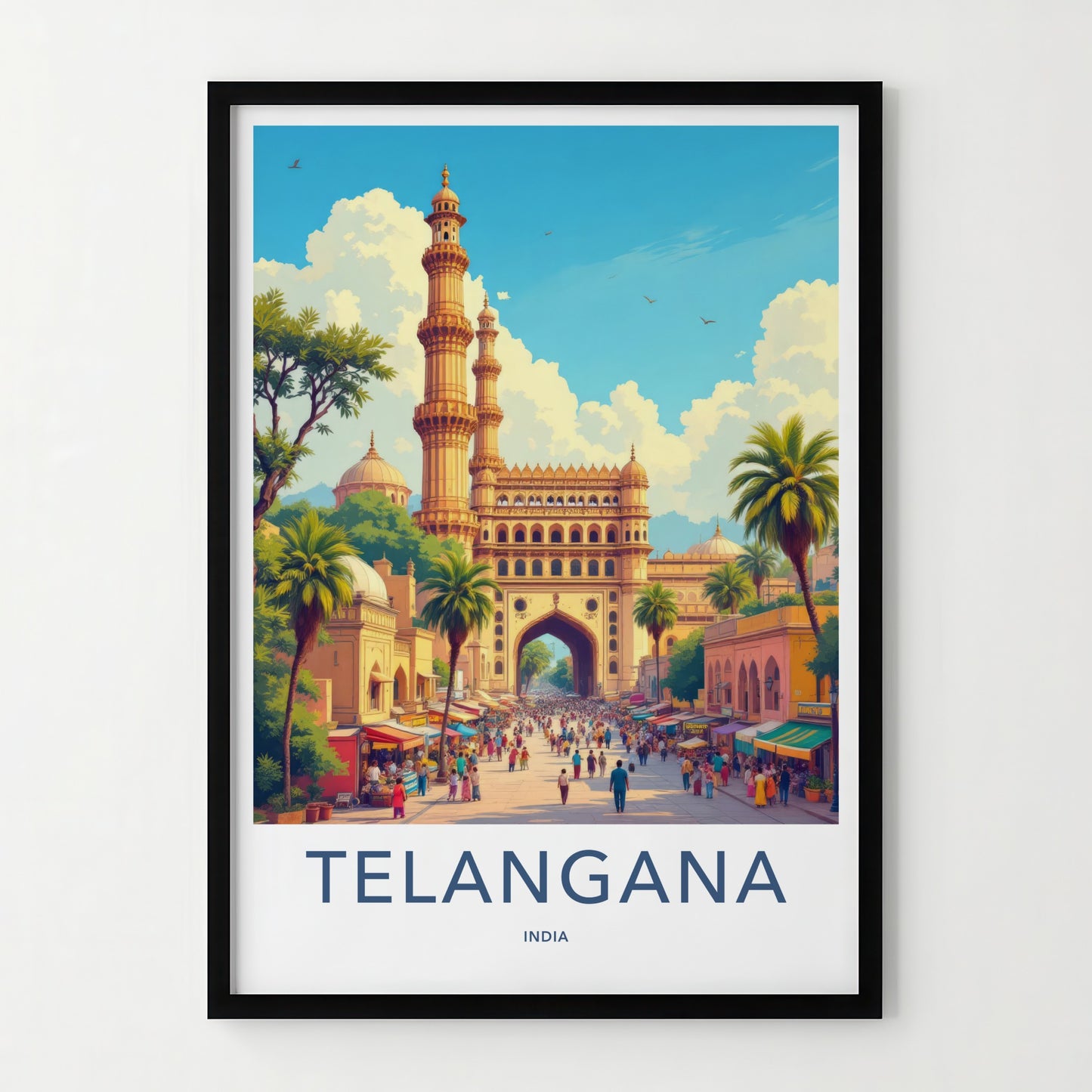Charminar Poster - India Art Print - Telangana Charminar Market Wall Decor