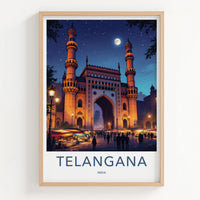 Charminar Poster - India Travel Art - Charminar Night Scene Telangana Wall Decor