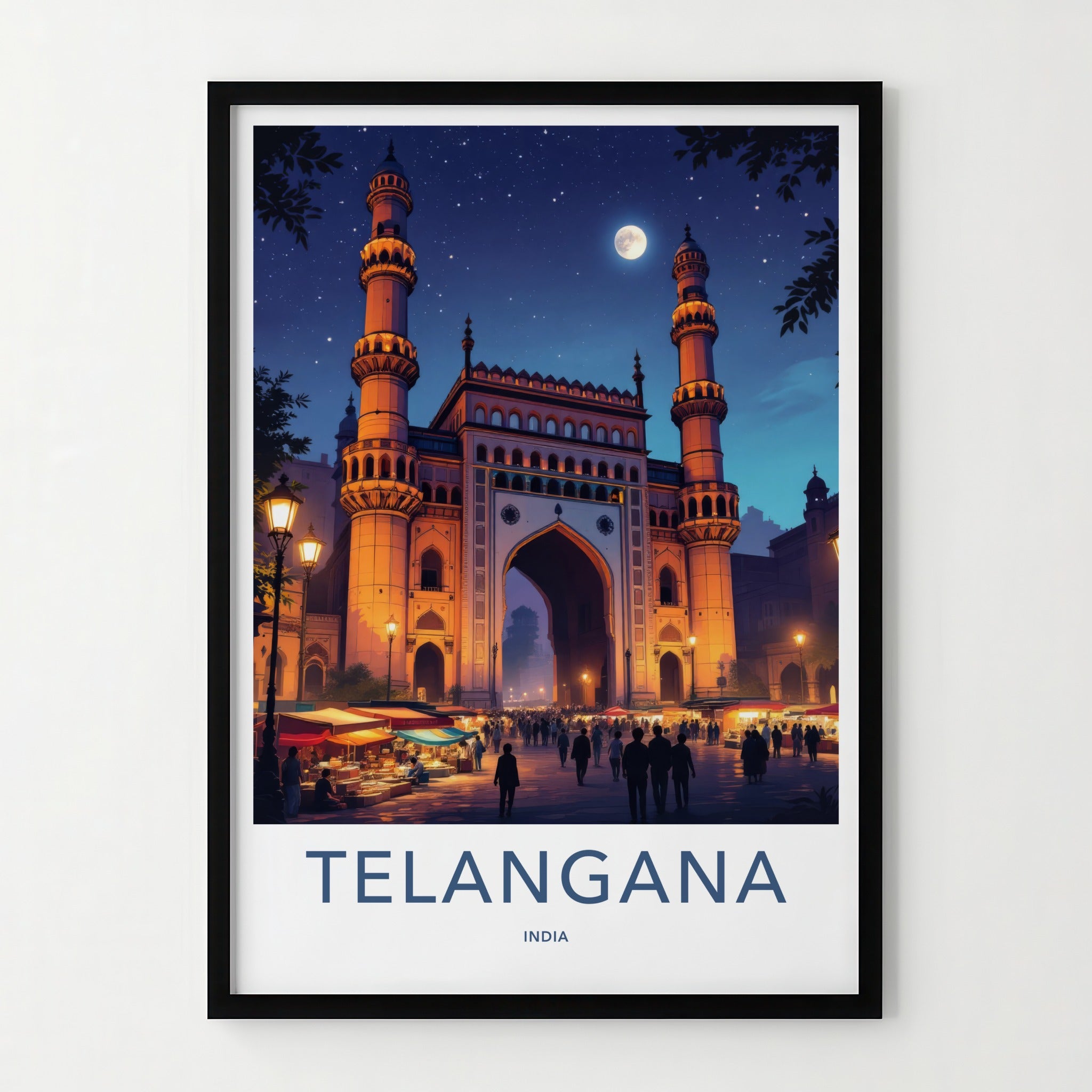 Charminar Poster - India Travel Art - Charminar Night Scene Telangana Wall Decor