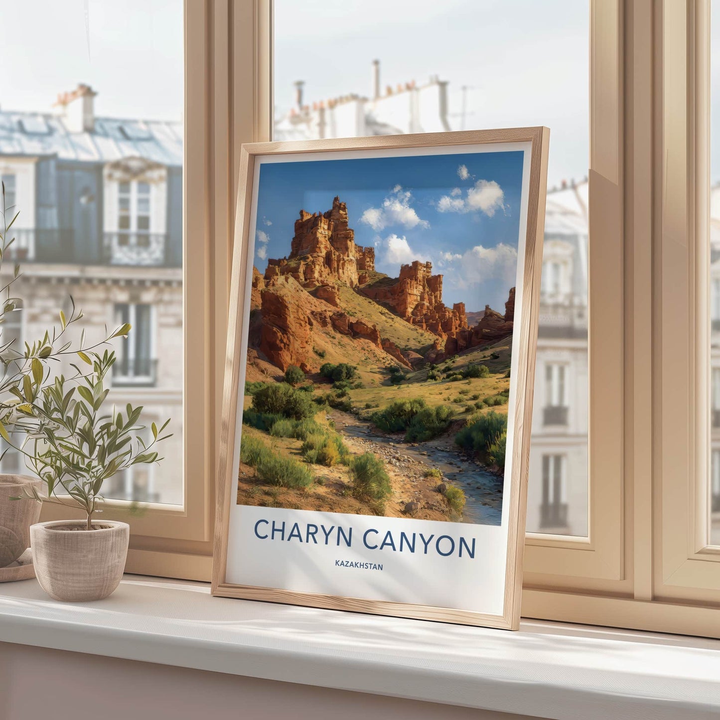 Charyn Canyon Poster - Kazakhstan Framed Print - Desert Flowing River Gift
