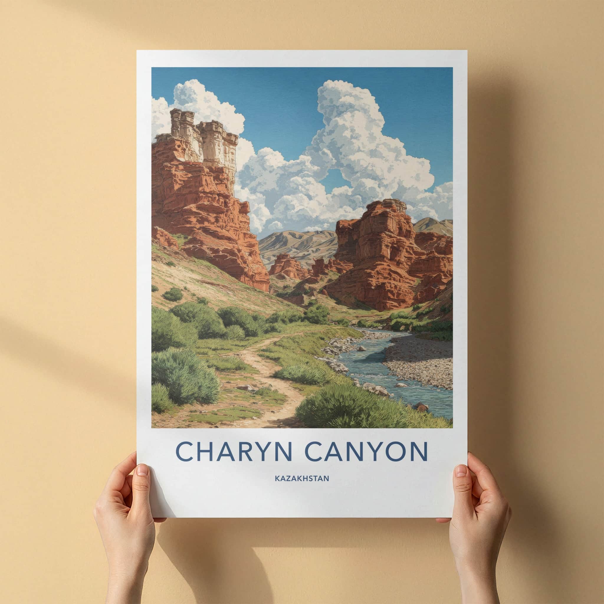 Charyn Canyon Poster - Kazakhstan Travel Art - Red Rock Valley Gallery Art