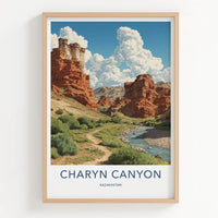 Charyn Canyon Poster - Kazakhstan Travel Art - Red Rock Valley Gallery Art