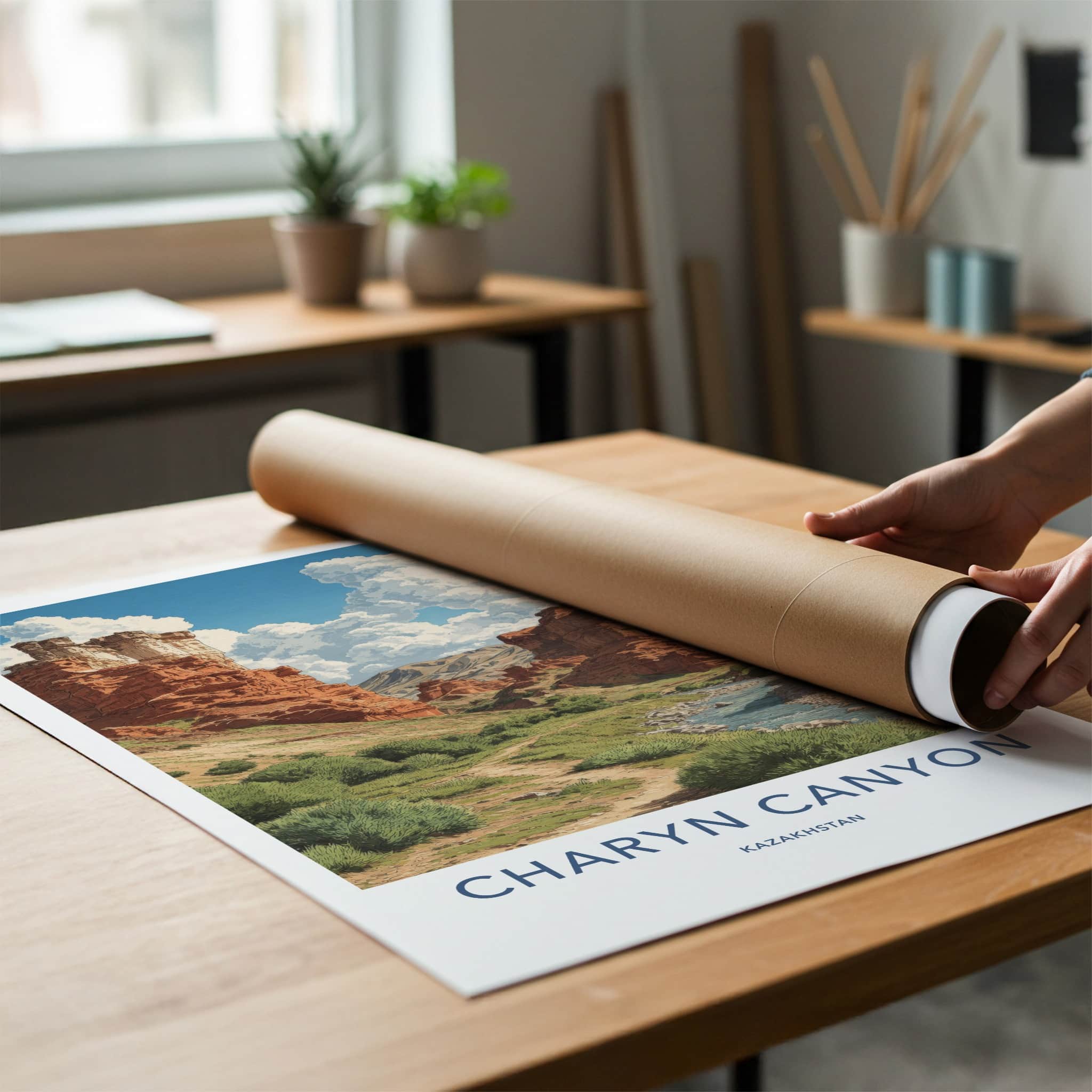 Charyn Canyon Poster - Kazakhstan Travel Art - Red Rock Valley Gallery Art
