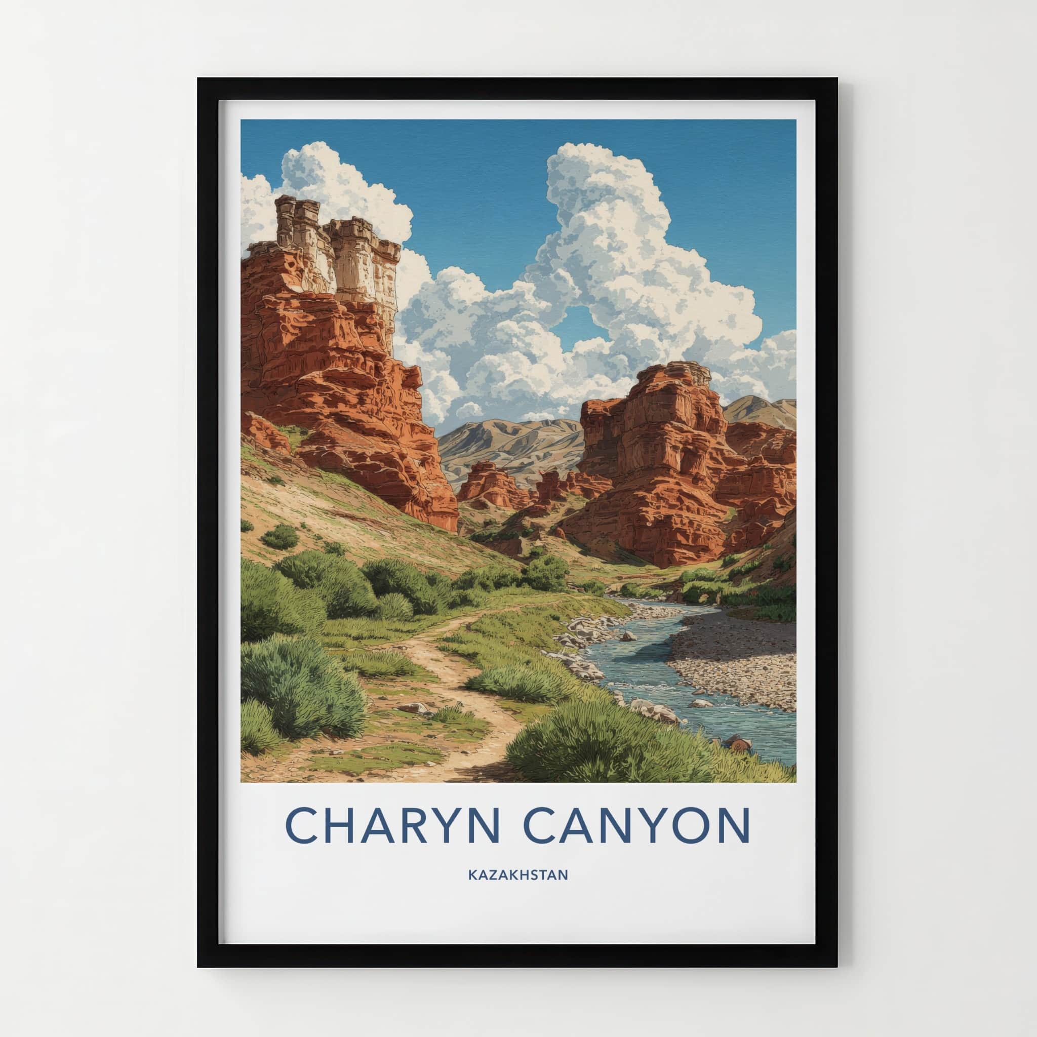 Charyn Canyon Poster - Kazakhstan Travel Art - Red Rock Valley Gallery Art