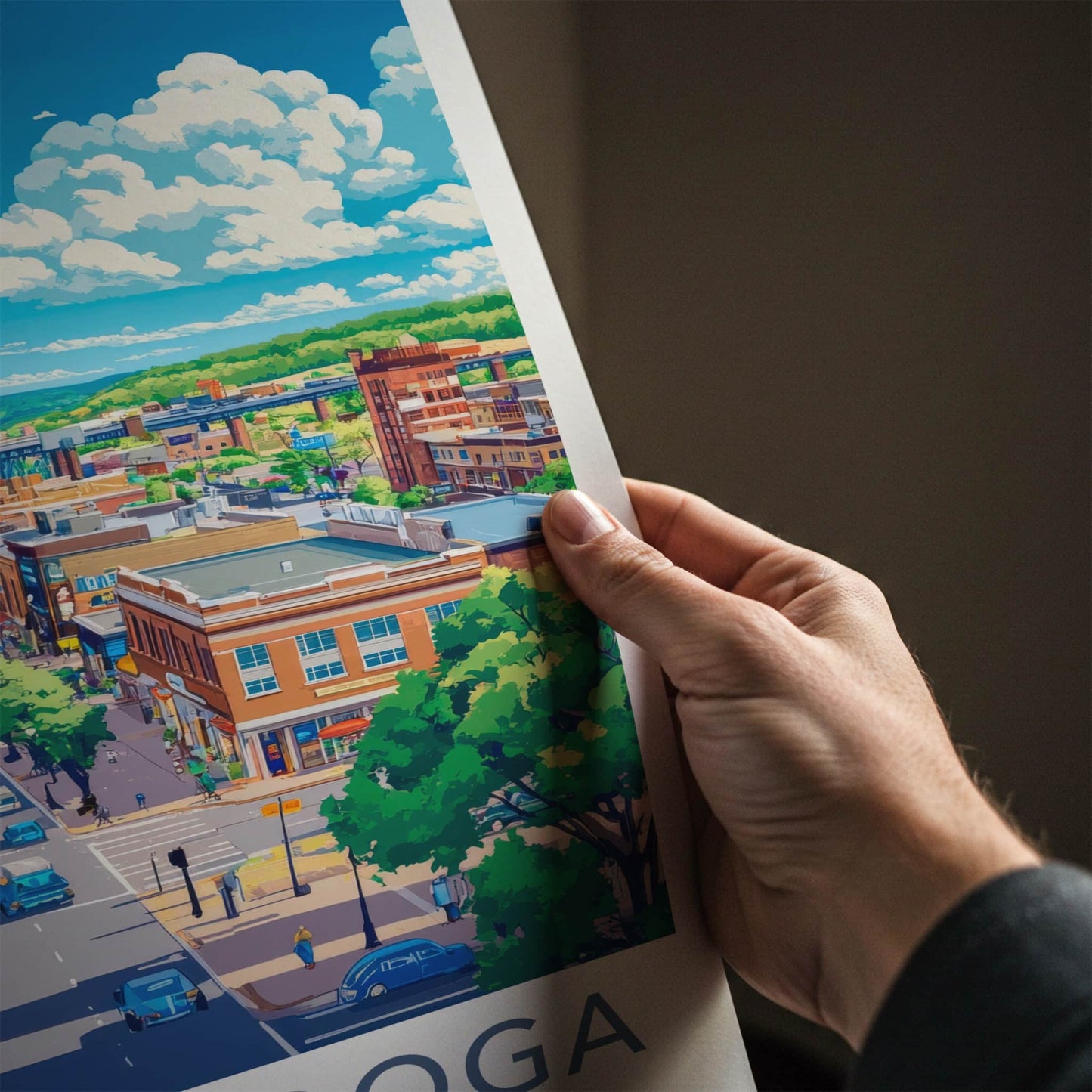 Chattanooga Poster - Tennessee Travel Art - Lively Cityscape Bridge Home Decor