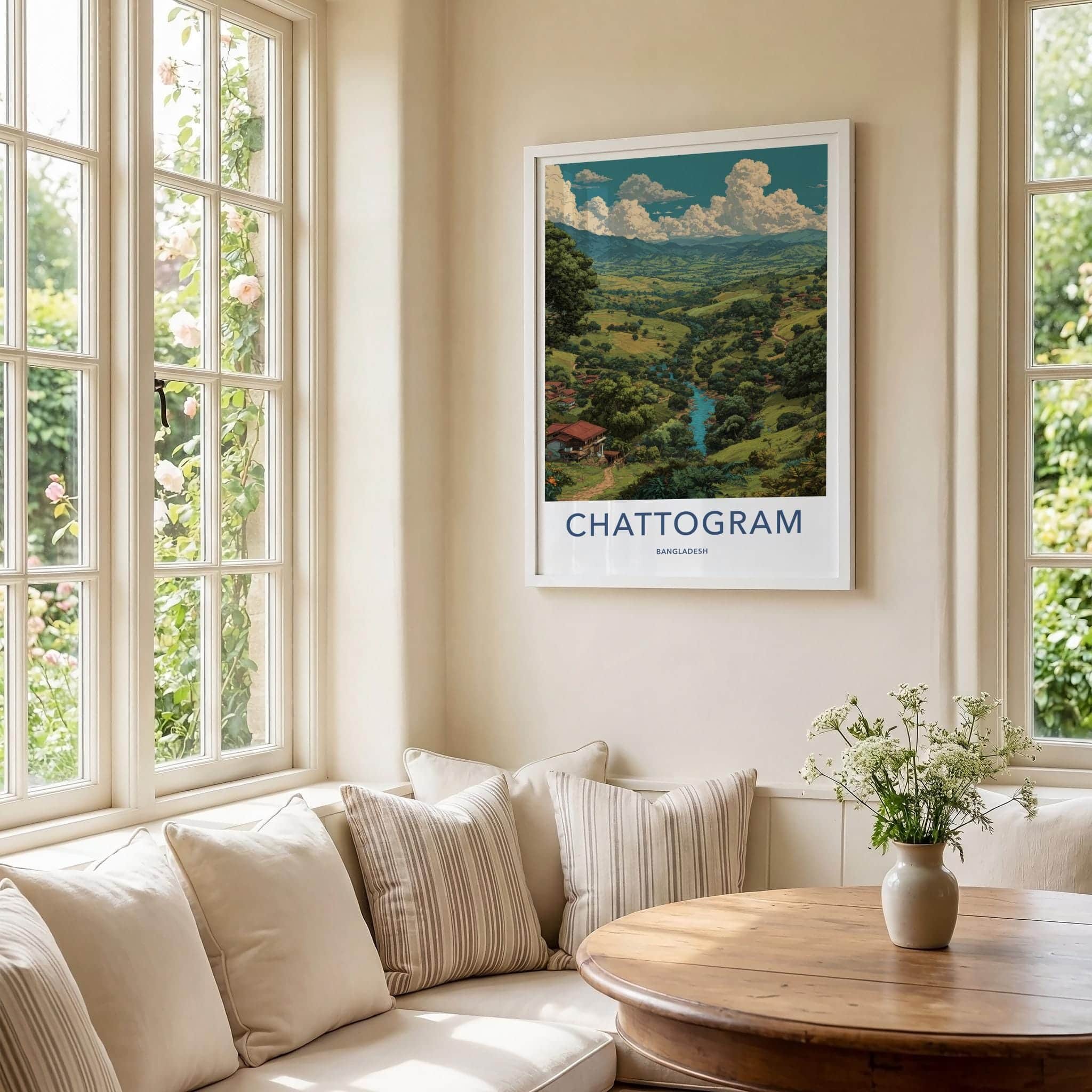 Chattogram Poster - Bangladesh Scenic Art - Lush Valley River Home Decor