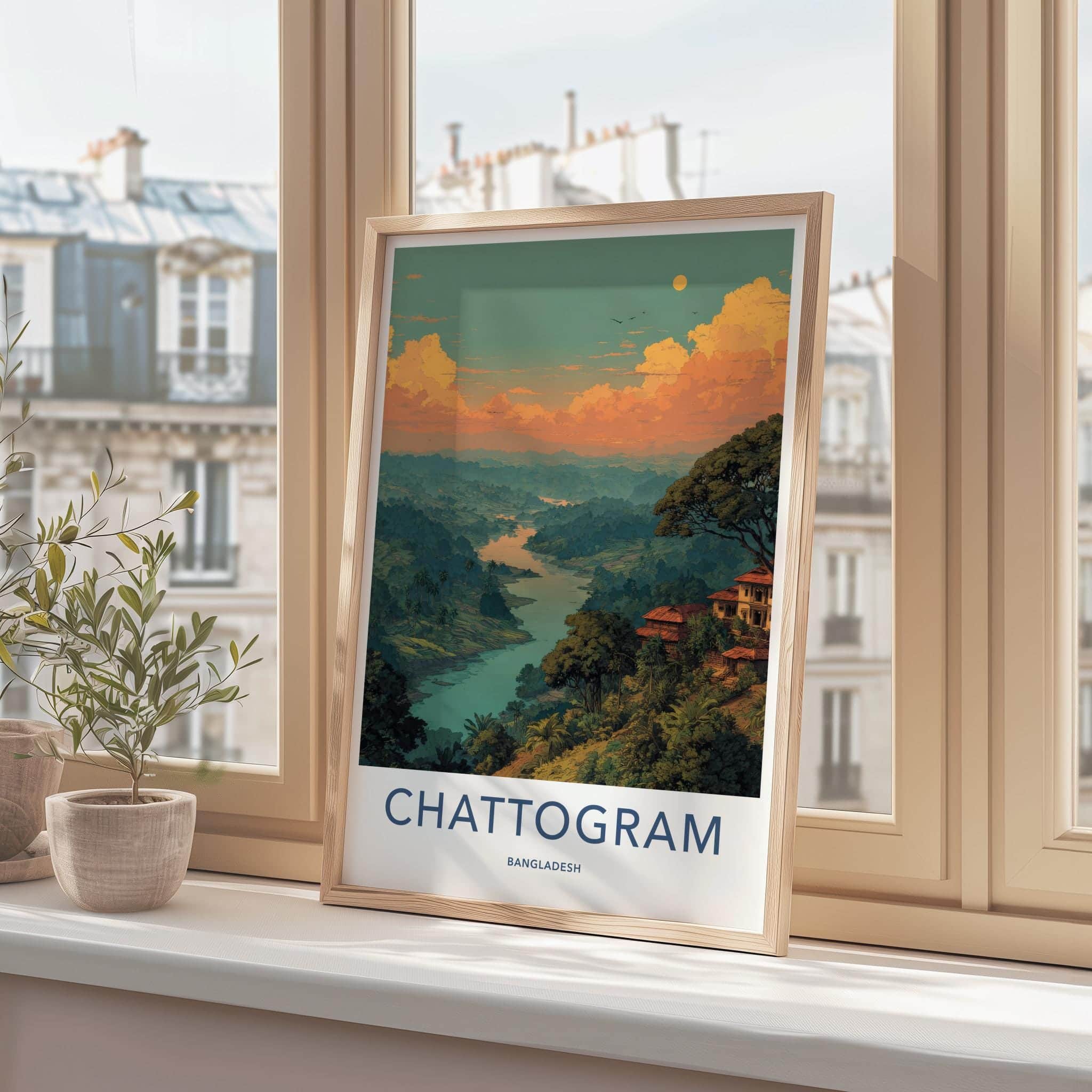 Chattogram Poster - Bangladesh Travel Art - Winding River Valley Home Decor