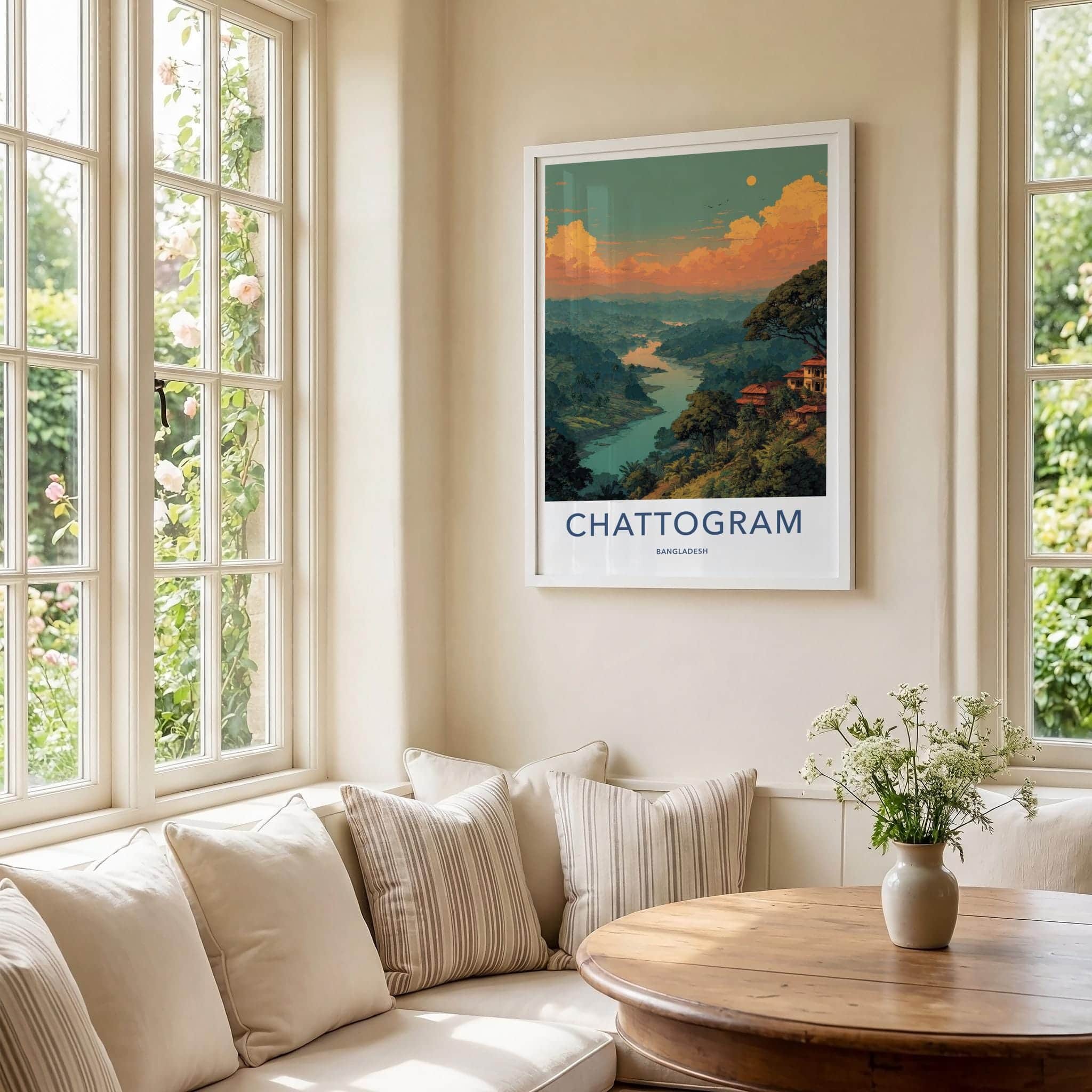 Chattogram Poster - Bangladesh Travel Art - Winding River Valley Home Decor