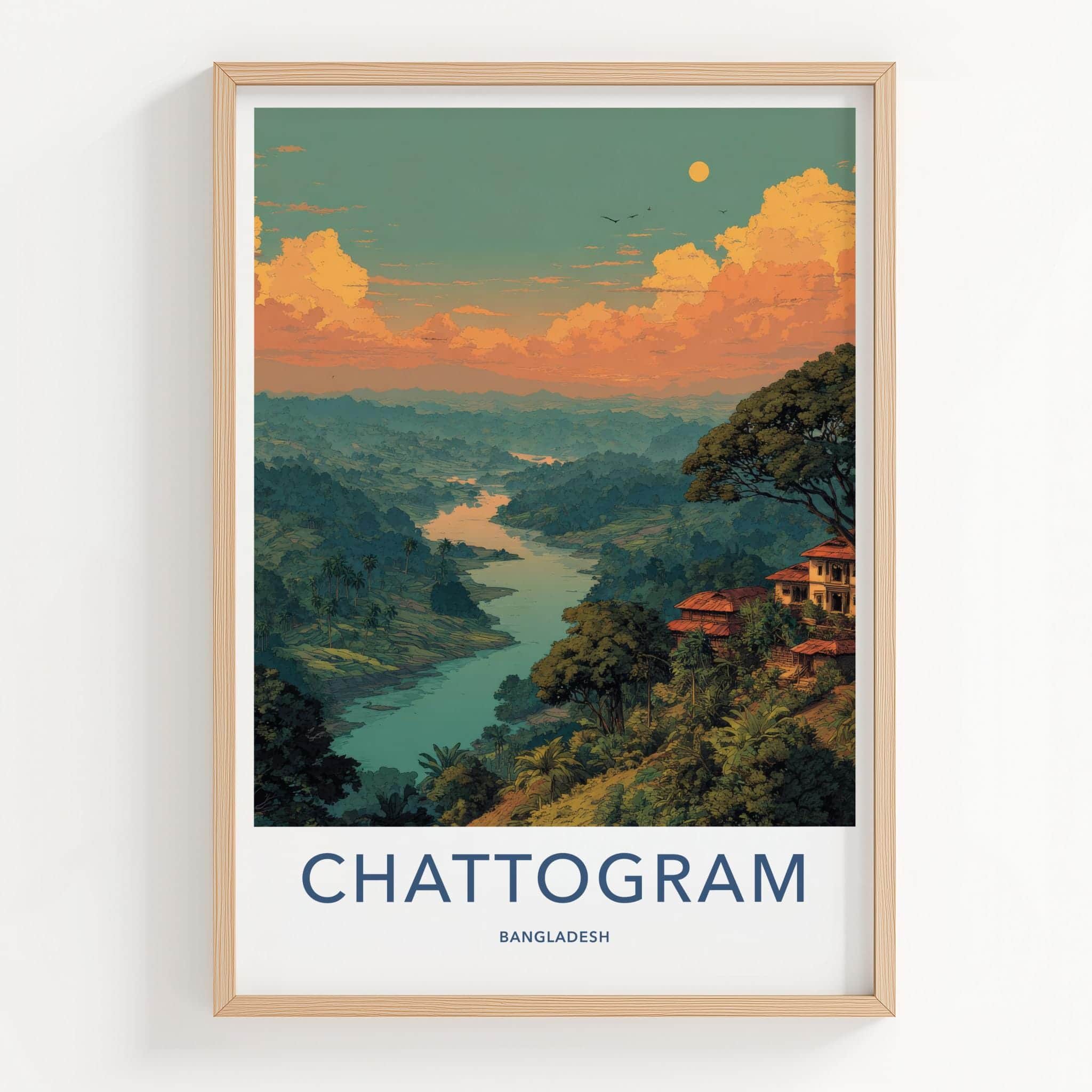 Chattogram Poster - Bangladesh Travel Art - Winding River Valley Home Decor