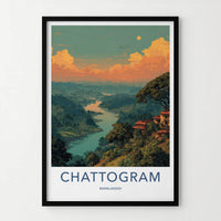 Chattogram Poster - Bangladesh Travel Art - Winding River Valley Home Decor