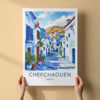 Chefchaouen Poster - Morocco Travel Art - Blue City Alley Home Decor