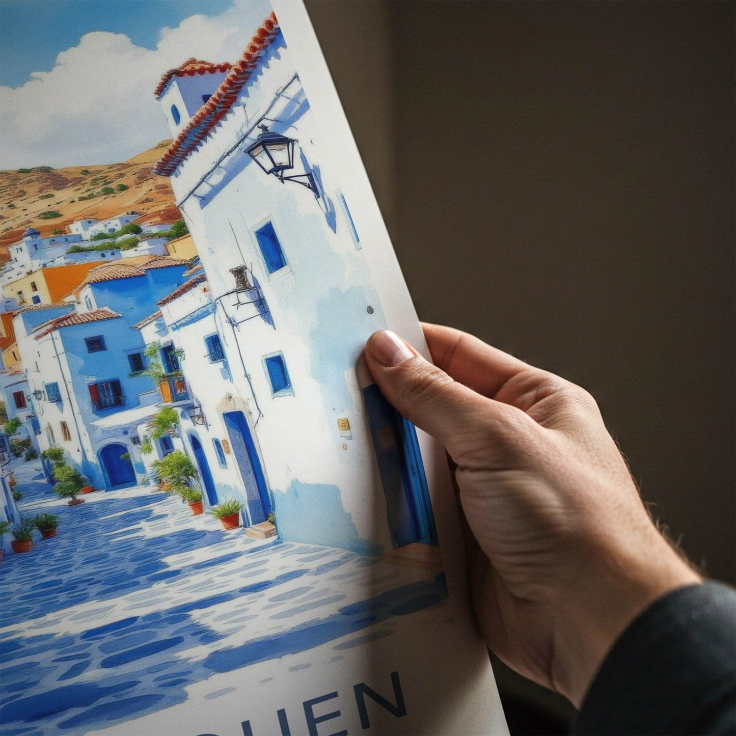 Chefchaouen Poster - Morocco Travel Art - Blue City Alley Home Decor