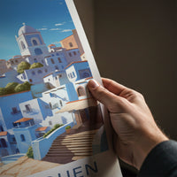 Chefchaouen Poster - Morocco Travel Art - Hillside Blue City Home Decor