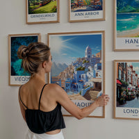 Chefchaouen Poster - Morocco Travel Art - Hillside Blue City Home Decor