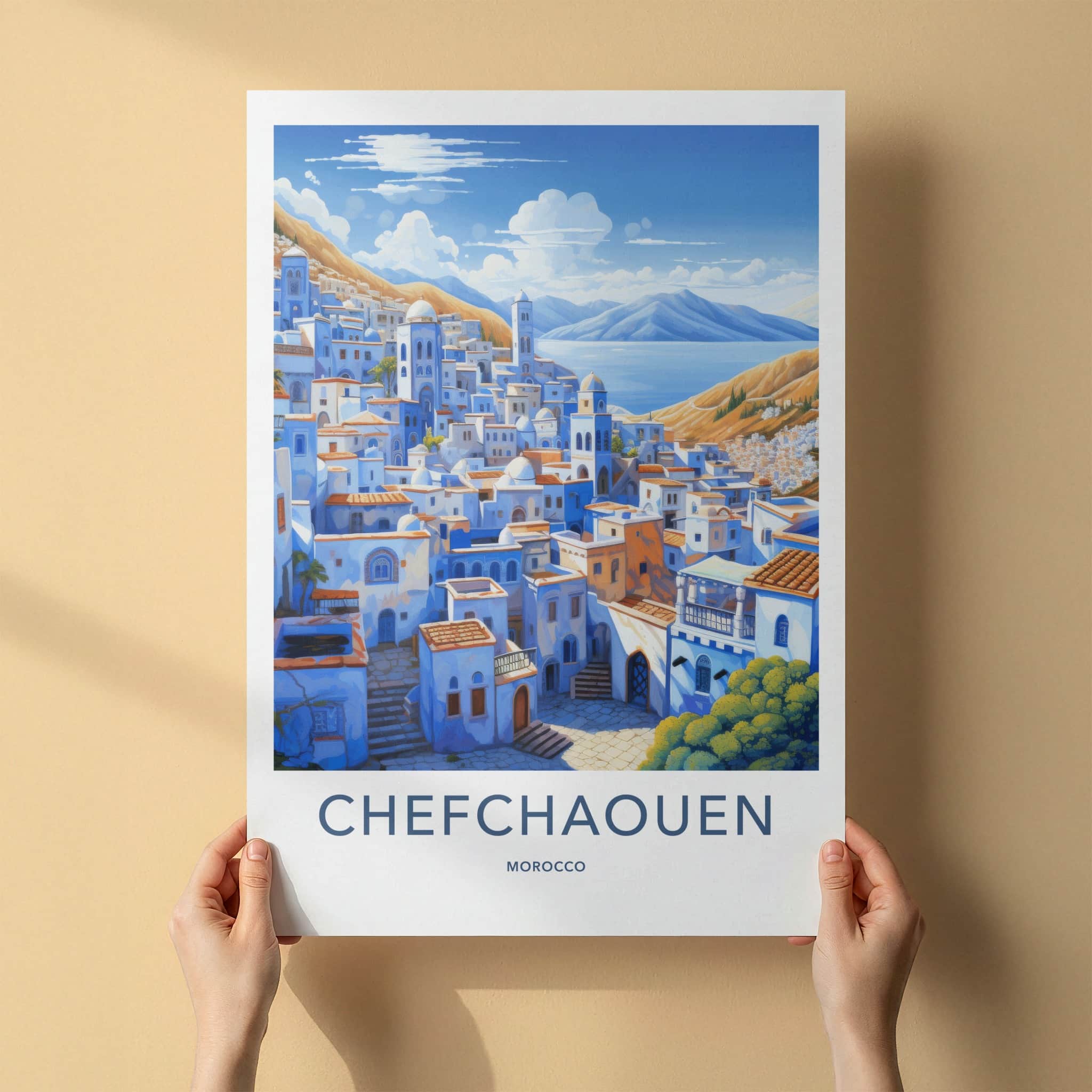Chefchaouen Poster - Morocco Wall Art - Blue Mountain City Home Decor