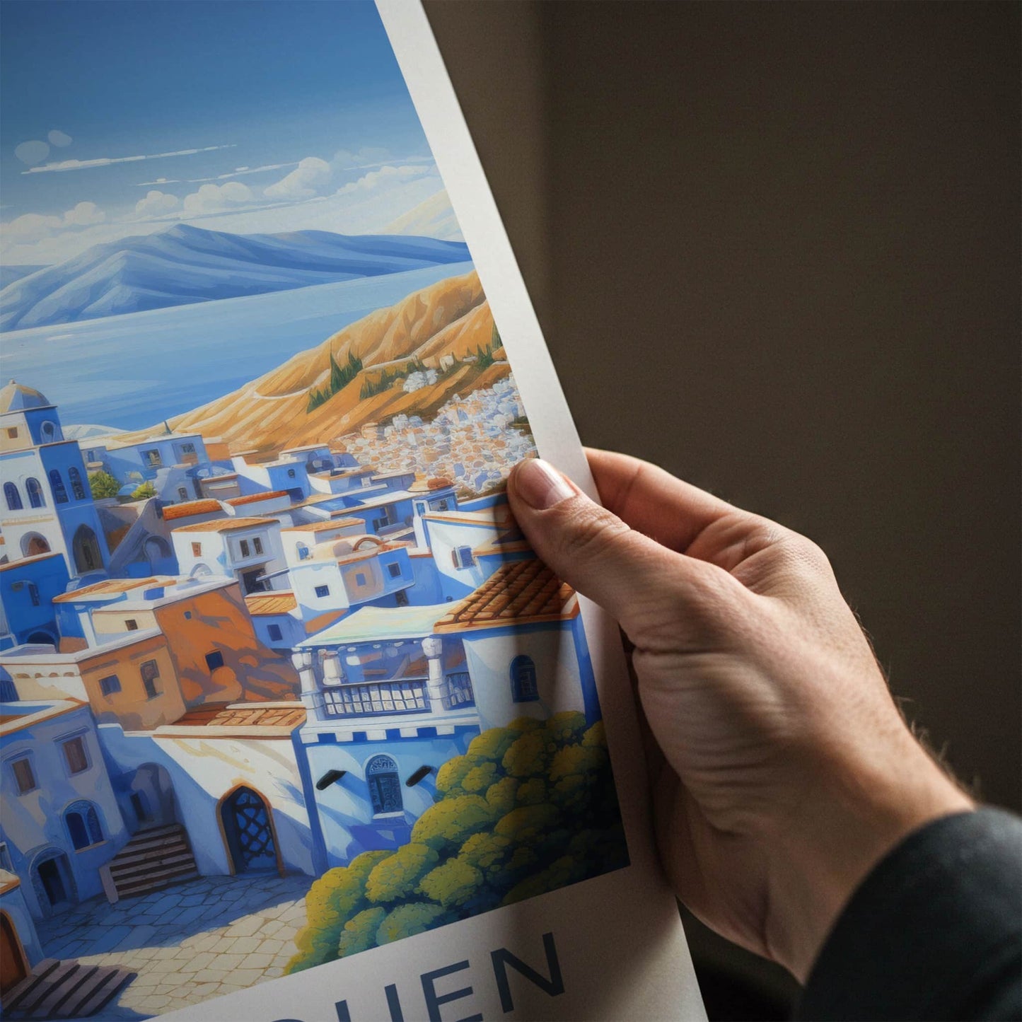 Chefchaouen Poster - Morocco Wall Art - Blue Mountain City Home Decor