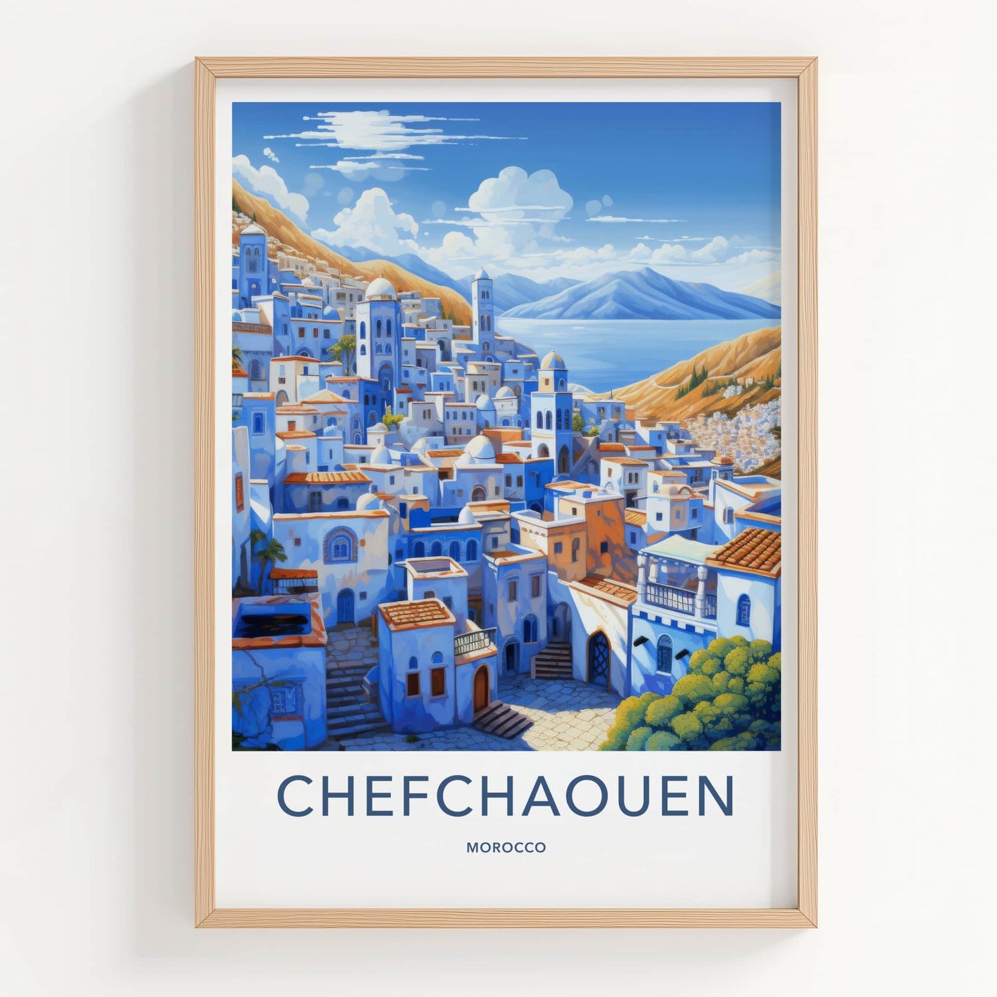 Chefchaouen Poster - Morocco Wall Art - Blue Mountain City Home Decor