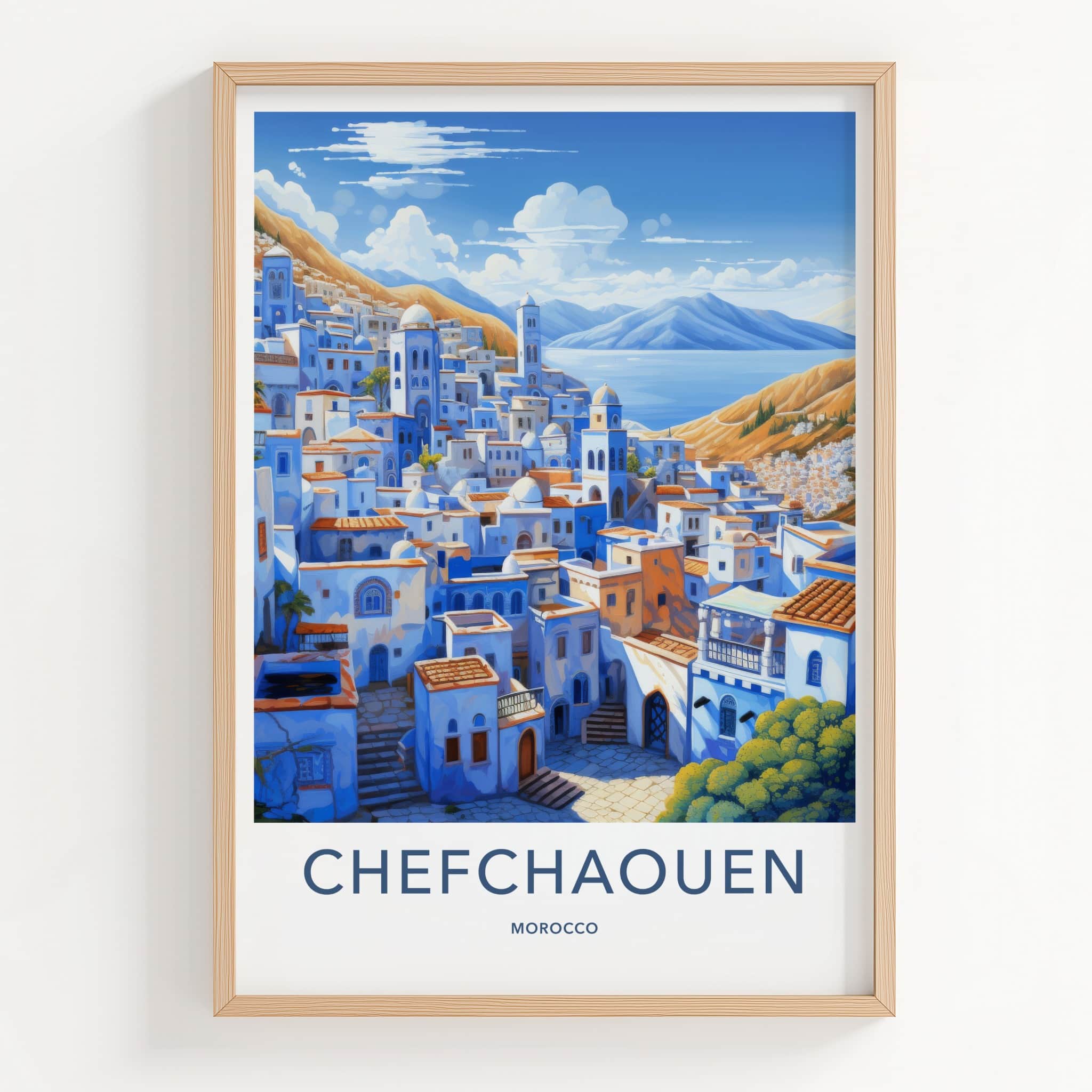 Chefchaouen Poster - Morocco Wall Art - Blue Mountain City Home Decor