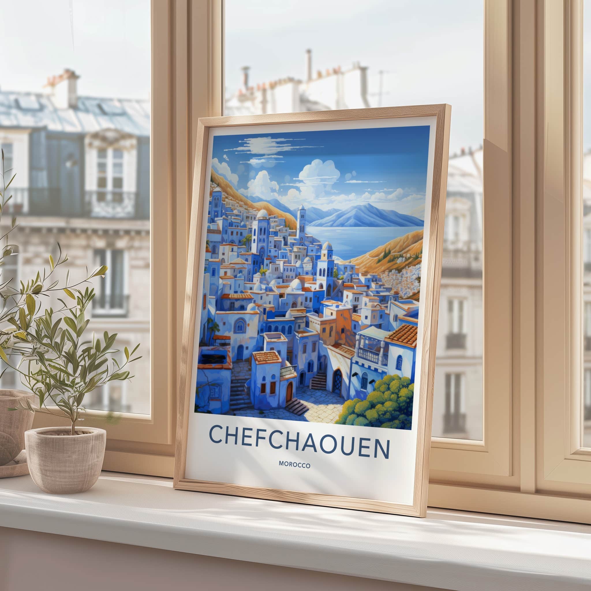 Chefchaouen Poster - Morocco Wall Art - Blue Mountain City Home Decor