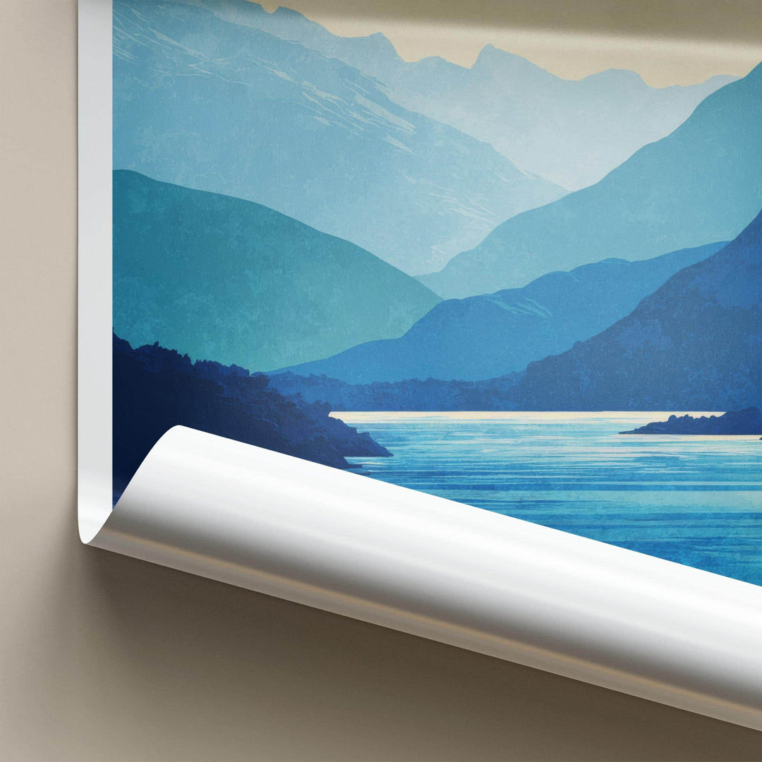 Chelenco Poster - Chile Travel Art - layered fjord vista Home Decor
